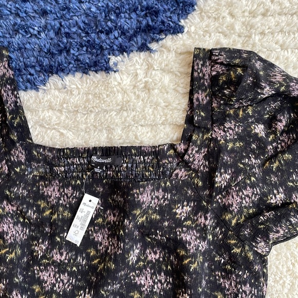 Madewell hopewell puff sleeve top blurred ikat - Picture 5 of 6